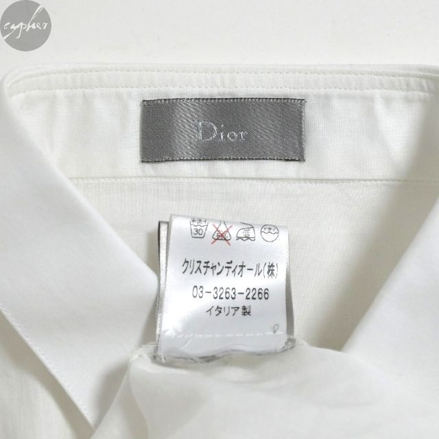 38 03SS Dior HOMME エディ期 bee 刺繍 比翼 シャツ 白 3