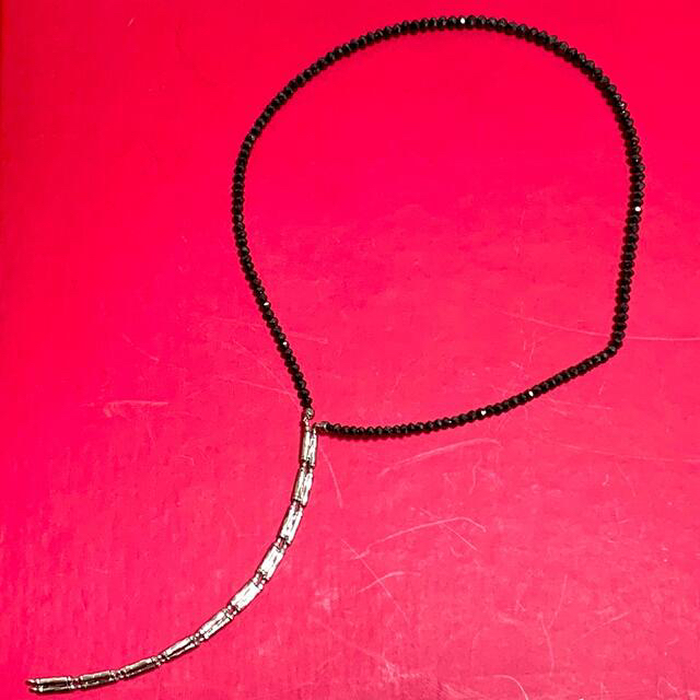 天然 ブラックダイヤモンド K18WG ネックレス マグネット　フリーサイズ