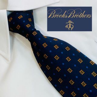 ブルックスブラザース(Brooks Brothers)の【美品】ブルックスブラザーズ　高級ネクタイ　アメリカ製　シルク　ネイビー　小紋柄(ネクタイ)