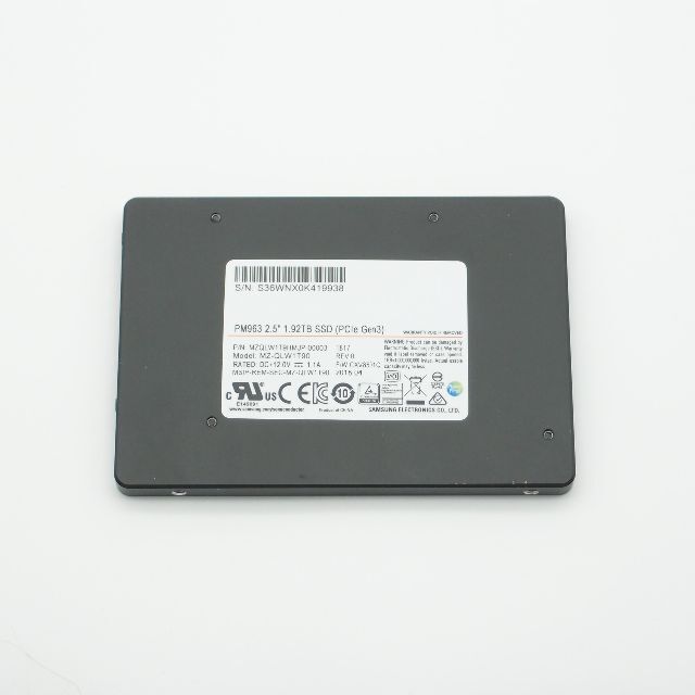 Samsung SM963 1.92TB エンタープライズ向けU.2 SSD