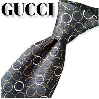 グッチ(Gucci)のGUCCI　グッチ　ハイブランドネクタイ　G柄　丸柄　濃紺　メンズ(ネクタイ)