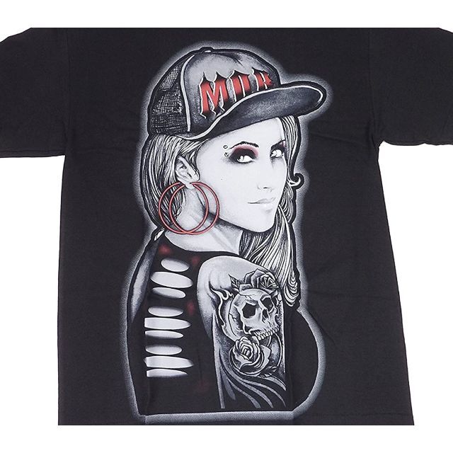 LA ストリートプリント MOB CAP Lady プリント Tシャツ XL