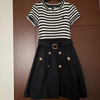 バーバリーブルーレーベル(BURBERRY BLUE LABEL)の【美品】BURBERRY BLUE LABEL ドッキング ワンピース ボーダー(ひざ丈ワンピース)