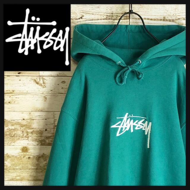 即完売 STUSSY ステューシー パーカー センター 刺繍ロゴ入り 大きめ