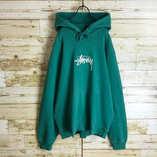 即完売 STUSSY ステューシー パーカー センター 刺繍ロゴ入り 大きめ