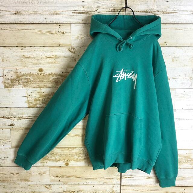 即完売 STUSSY ステューシー パーカー センター 刺繍ロゴ入り 大きめ