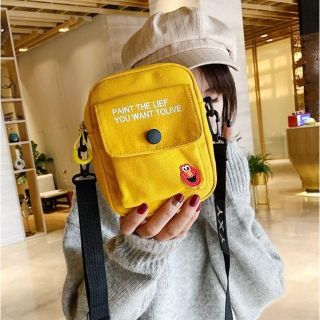 ミニショルダーバッグ ミニバッグ スマホポーチ トレンド ポシェット イエロー(ショルダーバッグ)