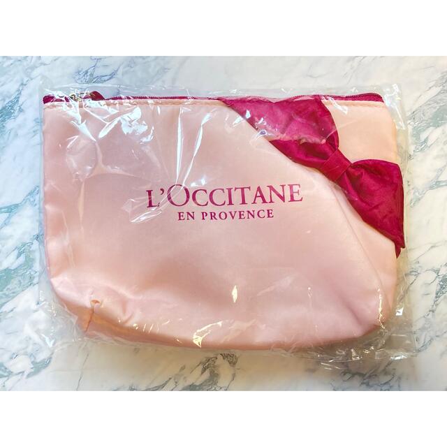 L'OCCITANE(ロクシタン)の未開封 ロクシタン ロゴ入り リボン 中綿 マチあり ポーチ レディースのファッション小物(ポーチ)の商品写真