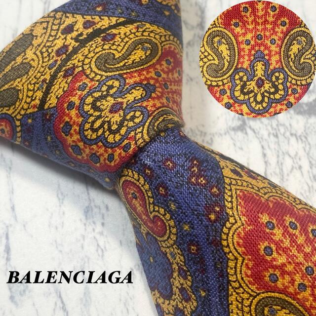 ✨未使用に近い✨BALENCIAGA ネクタイ ペイズリー柄 ストライプ柄