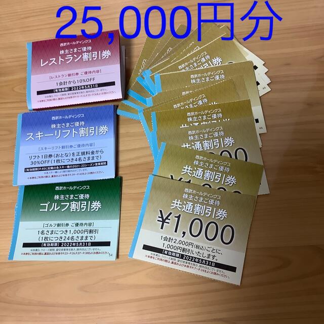 西武ホールディングス共通割引券25,000円分