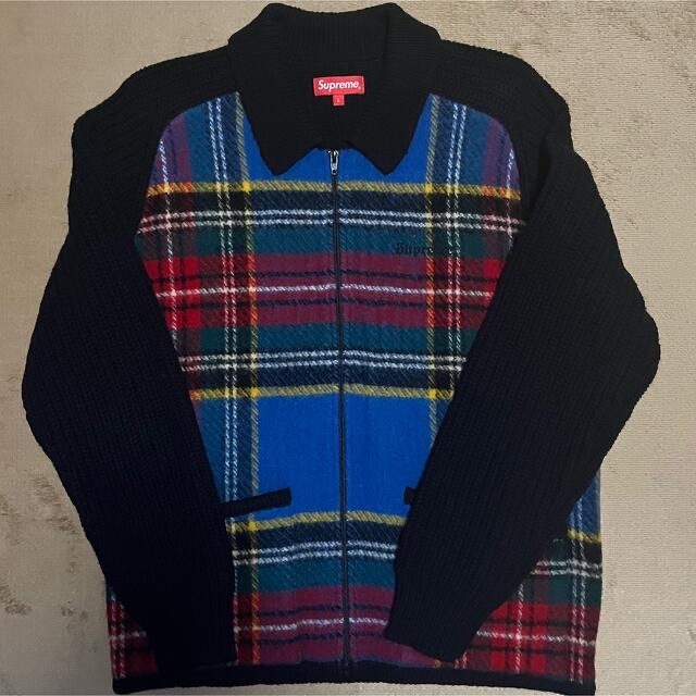 supreme plaid zip sweater