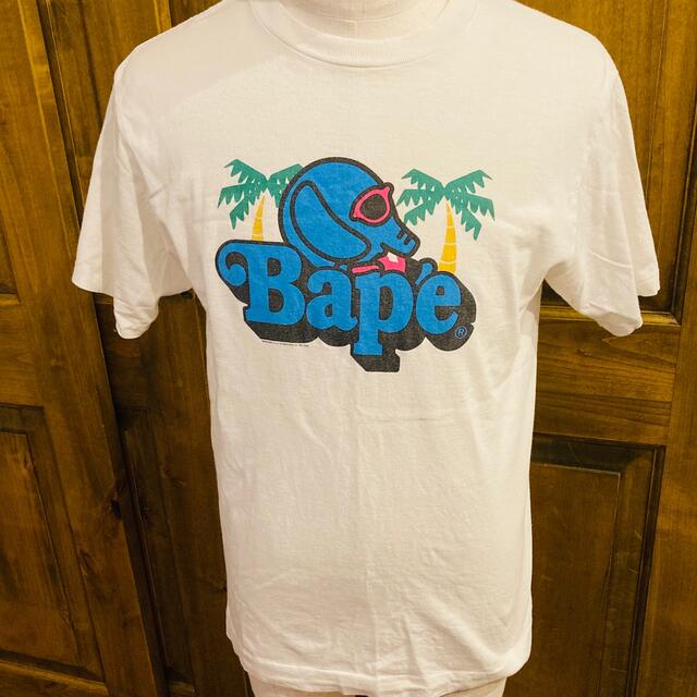 A BATHING APE(アベイシングエイプ)の【レア】エイプ　半袖Tシャツ　ホワイト　ビッグロゴ　両面プリント　M　夏 メンズのトップス(Tシャツ/カットソー(半袖/袖なし))の商品写真