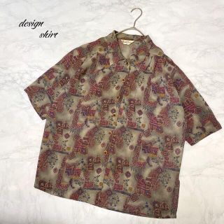 柄シャツ　総柄　レトロ　幾何学柄　デザインシャツ　vintage ヨーロピアン(シャツ)