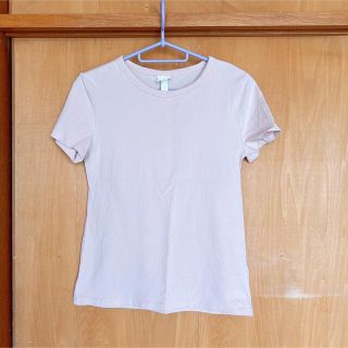 エイチアンドエム(H&M)の美品 H&M 無地Tシャツ 薄ピンク レディースSサイズ 春夏 海外部屋着(Tシャツ(半袖/袖なし))