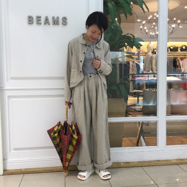 BEAMS BOY(ビームスボーイ)の【美品】BEAMS BOY リネンラウンドカラージャケット レディースのジャケット/アウター(テーラードジャケット)の商品写真