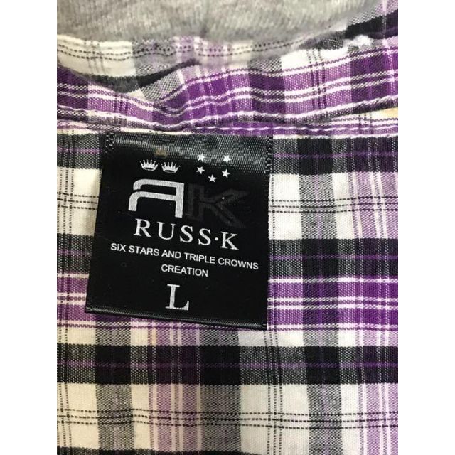 RUSS・K(ラスケー)のRUSS.K  取り外しできるフードのついたさわやかパープルチェックシャツ メンズのトップス(シャツ)の商品写真