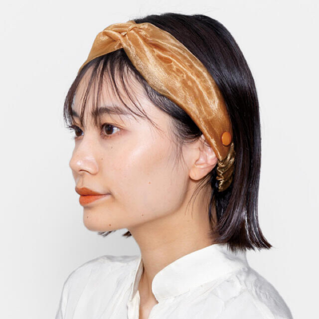 FELISSIMO(フェリシモ)のヘアターバン　黒　フェリシモ　オーガンジー　新品 レディースのヘアアクセサリー(ヘアバンド)の商品写真