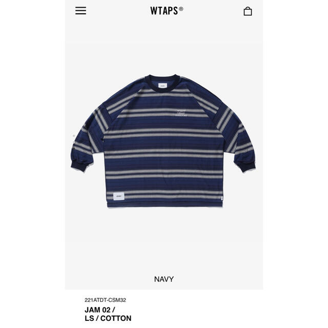 W)taps(ダブルタップス)の22ss  WTAPS JAM 02 /LS /COTTON NAVY L メンズのトップス(Tシャツ/カットソー(七分/長袖))の商品写真