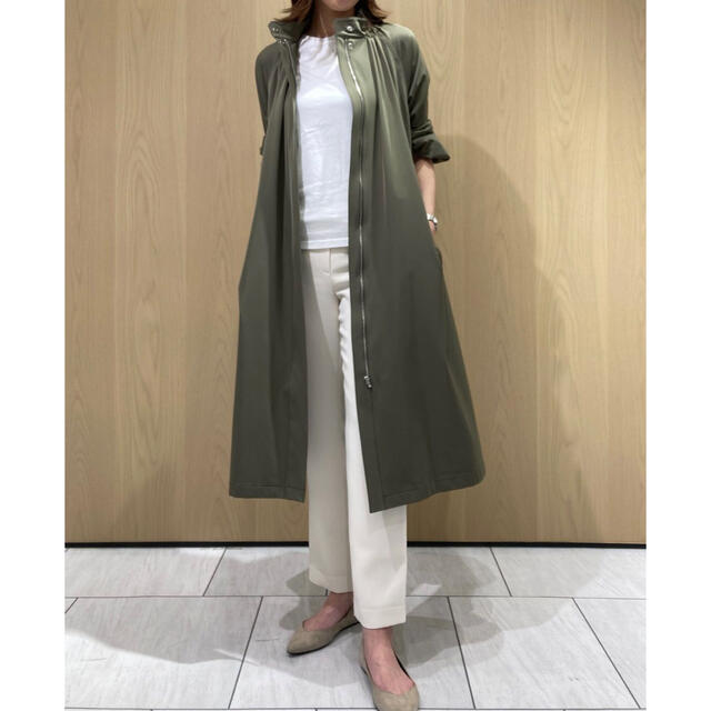 theory 21SS カシミヤ混ノーカラーコート ベルコート ベージュ P