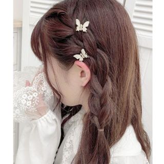 エブリン(evelyn)の蝶モチーフ2個SETヘアクリップ(バレッタ/ヘアクリップ)