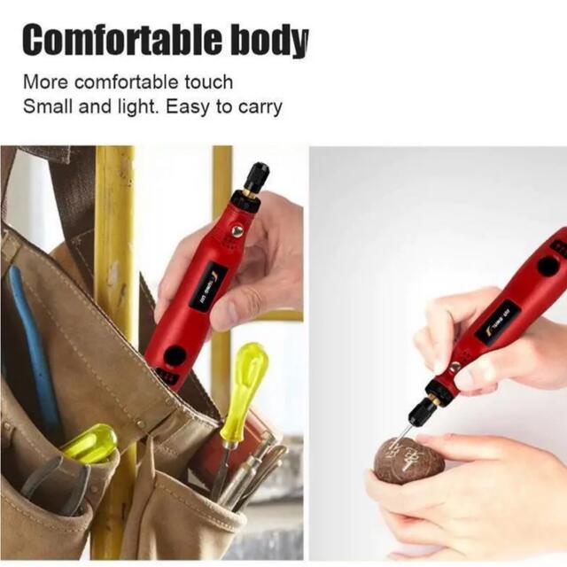 コードレス  ドリル 電動 工具 研削 ミニルーター セット 初心者 レッド スポーツ/アウトドアの自転車(工具/メンテナンス)の商品写真