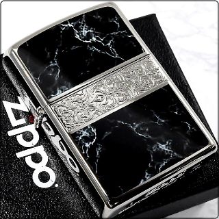 ジッポー(ZIPPO)の『送料無料』新品◇ZIPPO◇シルバーアラベスク◇大理石◇ブラック◇両面◇ジッポ(タバコグッズ)