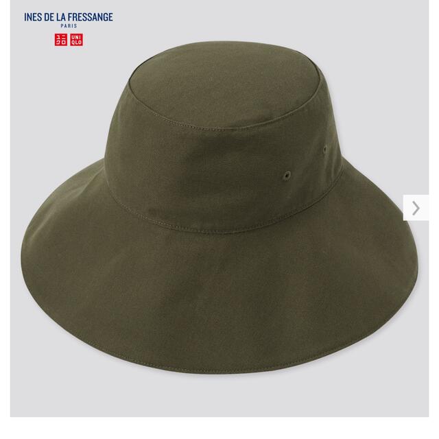 UNIQLO(ユニクロ)の新品　UNIQLO UVカットアジャスタブルワイドブリムハット　オリーブ レディースの帽子(ハット)の商品写真