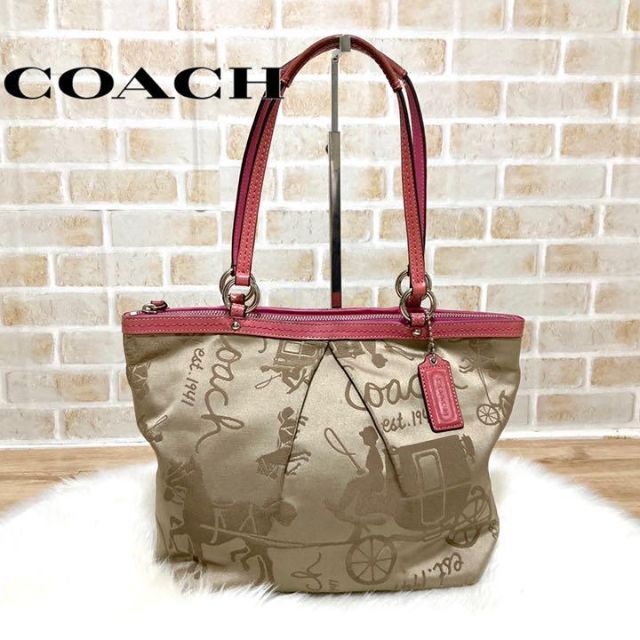 COACH - 【人気】COACH ホースアンドキャリッジプリーツデザイントート