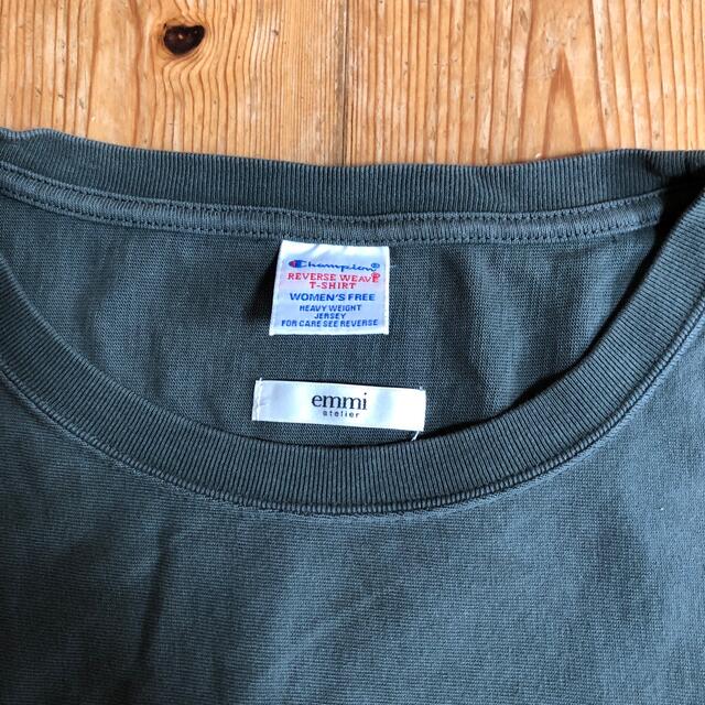 emmi atelier(エミアトリエ)のemmi × Champion Tシャツ　USED  グリーン レディースのトップス(Tシャツ(半袖/袖なし))の商品写真