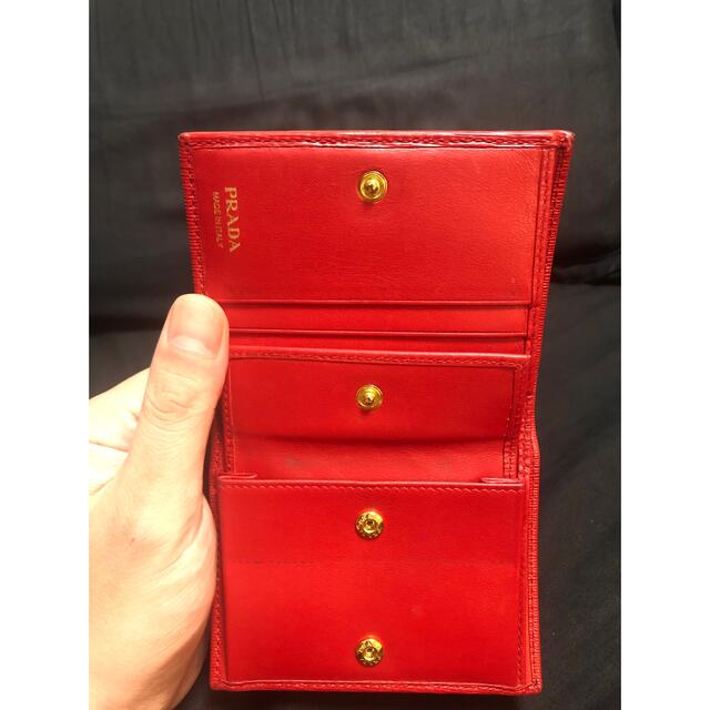 【在庫処分】 PRADA プラダ　リボン　赤　二つ折財布　1MV204 LACCA キーケース