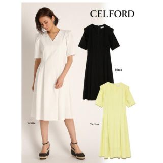 セルフォード(CELFORD)のmii様専用【新品未使用】CELFORDフィット&フレアカットワンピース　YEL(ひざ丈ワンピース)