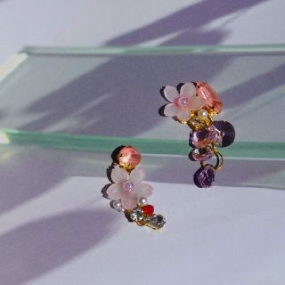 ハンドメイド　桜　ピーチピンク(ピアス)