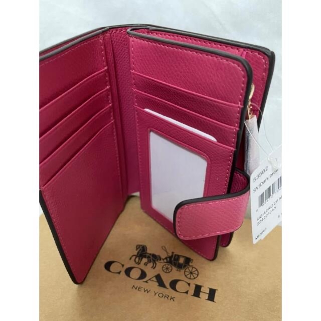 COACH - 【新品・箱袋・ケアカードつき】COACH 二つ折り財布 ピンク