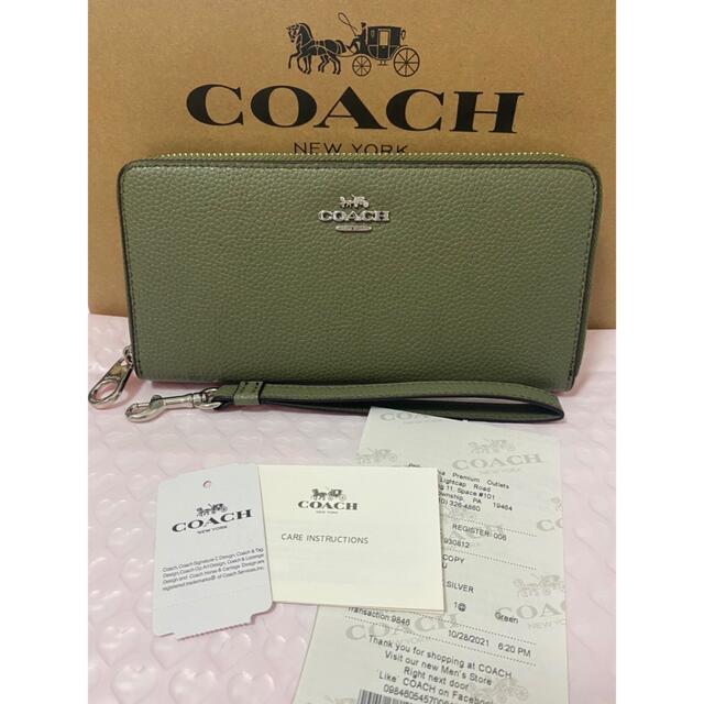 ラスト1点★COACH 長財布 ストラップ カーキ