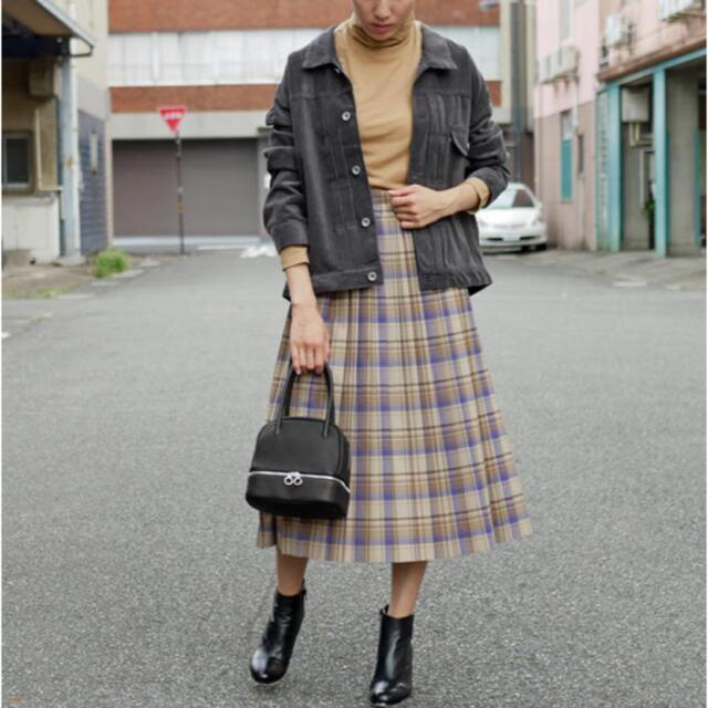 auralee 18aw Wool Check Pleated Skirt