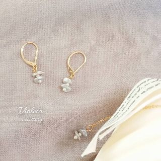 淡水ケシパール×クリスタル　no.132(ピアス)