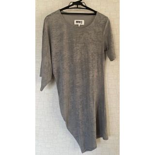 エムエムシックス(MM6)のMM6 Maison Margiela アシンメトリーカットソー グレー(カットソー(半袖/袖なし))