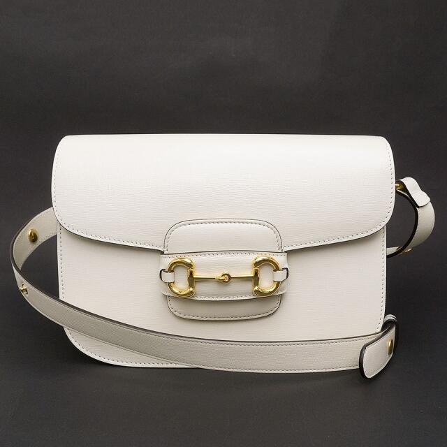 G - グッチ レザー ホースビット 1955 ショルダーバッグ 白 (新品・未