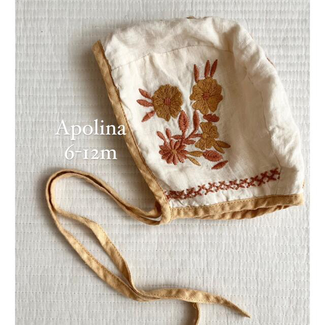 apolina 刺繍ボンネット 6-12m