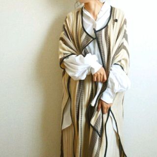 トゥデイフル ストライプジャガード ロングガウン シルク混 ベルト
