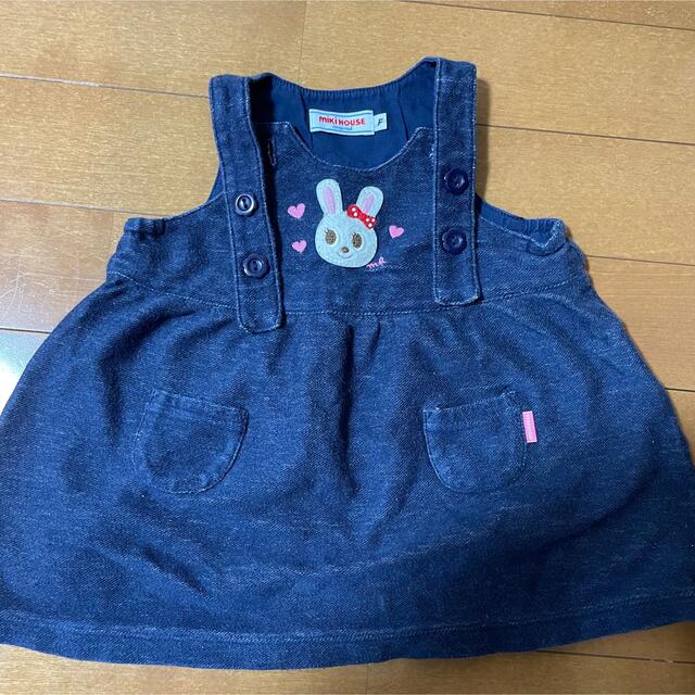 mikihouse(ミキハウス)のミキハウス ワンピース ジャンパースカート　H&M キティちゃんトップス キッズ/ベビー/マタニティのベビー服(~85cm)(ワンピース)の商品写真