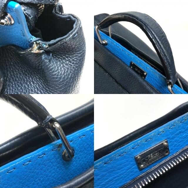 フェンディ FENDI ピーカブー 7VA388 セレリア 2WAY ショルダーバッグ ビジネスバッグ レザー ネイビー×ブルー