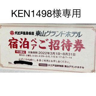 大江戸温泉物語 ペア宿泊券 招待券 平日限定(宿泊券)