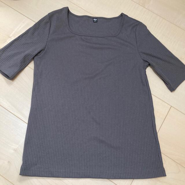 UNIQLO(ユニクロ)のユニクロ/リブスクエアネックT（5分袖） レディースのトップス(Tシャツ(半袖/袖なし))の商品写真