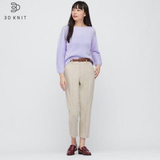 ユニクロ(UNIQLO)のユニクロ 3D  ボートネック リブ  ニット パープル  春(ニット/セーター)