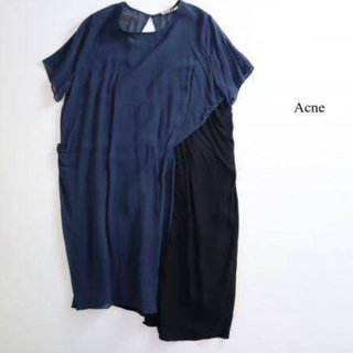 アクネ(ACNE)のアシンメトリー　ネイビー　ブラック(シャツ/ブラウス(半袖/袖なし))