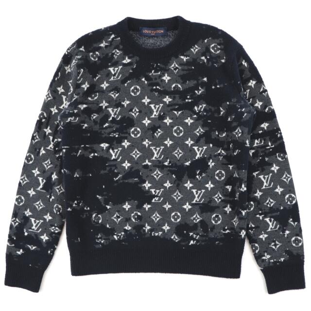 LOUIS VUITTON - 美品 ルイヴィトン 21SS ディストレストモノグラムクルーネック ニット XS