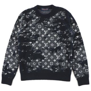 ルイヴィトン(LOUIS VUITTON)の美品 ルイヴィトン 21SS ディストレストモノグラムクルーネック ニット XS(ニット/セーター)