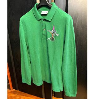 ラコステ(LACOSTE)の美品ラコステLACOSTEポロシャツ長袖3コラボ1212刺繍グリーン緑Sモデル(ポロシャツ)