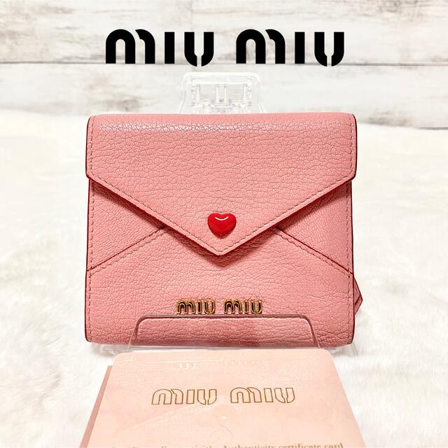 miumiu 折り財布 マドラスラブ ハート ピンク